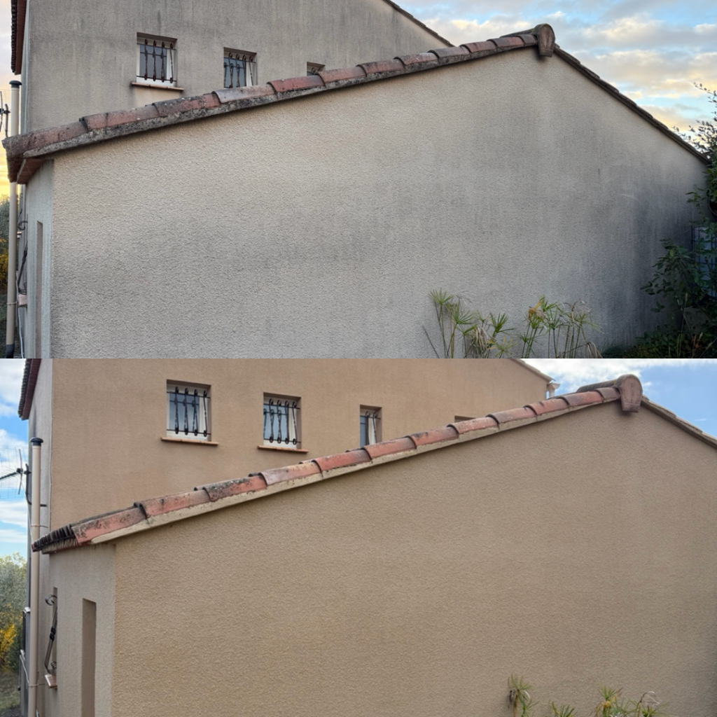 résultat avant après nettoyage façade maison Gard